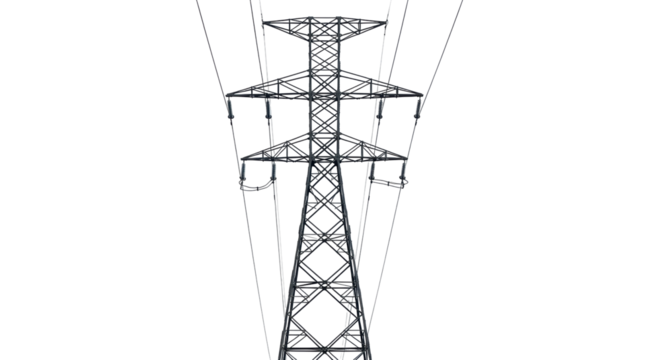 Isolated Transmission Tower Electrical Pylon Infrastructure Steel Structure, High Voltage Powerline