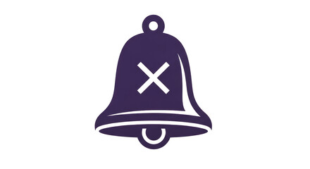 Isolated bell icon for notification alert or alarm mute, symbol for turning off sound