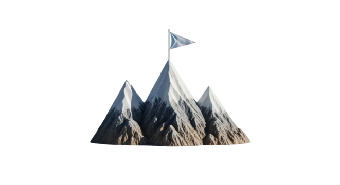 Isolated alpine landscape showing the concept of conquering, success, achieving goals, ambition