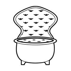 Witch's cauldron overflowing with swirling potion illustration vector graphic