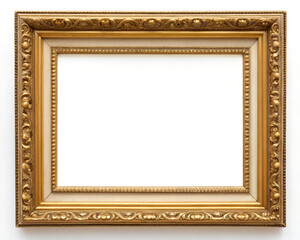 Fototapeta premium Empty golden frame with ornate details ready for artwork or photo