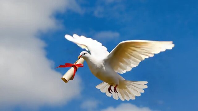 Carrier pigeon with a letter.