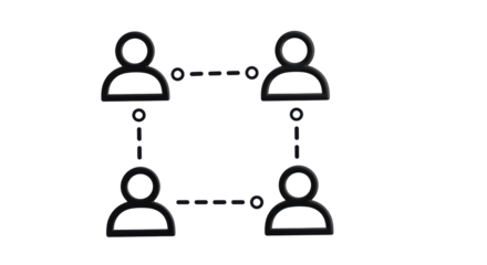 Isolated people network diagram showing interconnected persons with dotted lines concept