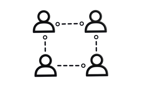 Isolated people network diagram showing interconnected persons with dotted lines concept