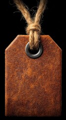 Russet leather tag, twine knot
