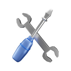 3dndering silver screwdrivericon
