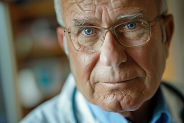 Close up of experienced physician demonstrating professionalism and expertise in medical setting