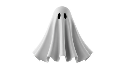 Isolated friendly Halloween ghost character with simple rounded shape and facial features