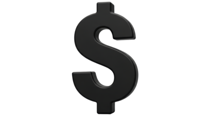 Isolated Dark Gray Dollar Sign, Symbol of the United States Economy and Currency System