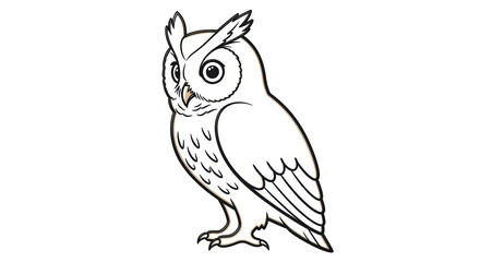 Isolated owl illustration, drawing of nocturnal bird, cute wildlife animal design for kids