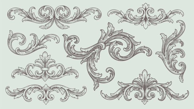 Vintage Baroque Victorian frame border flower pattern vector floral engraved scroll ornament leaf retro decorative design. filigree calligraphic heraldic shield swirl	