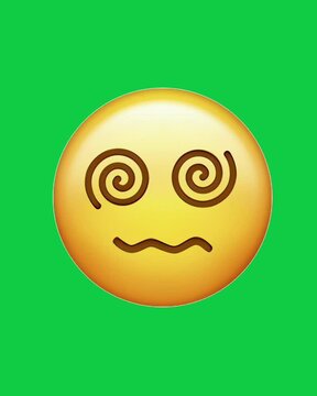 Animated dizzy emoji with spinning motion. Funny emoticon animation for video editing, overlays, memes, and creative projects