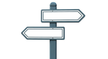 Isolated directional signpost, wayfinding display, sign board, blank signs on a pole, outdoor