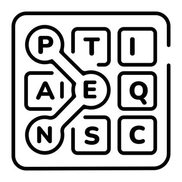 A line style icon depicting boggle game