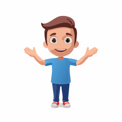Happy Boy Character Illustration Welcoming, Friendly, and Playful Cartoon Kid