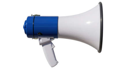 Isolated Megaphone or Loudhailer in Blue and White for Public Address or Emergency Situation