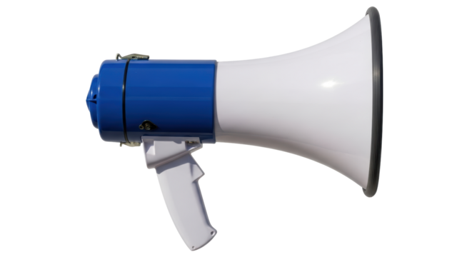 Isolated Megaphone or Loudhailer in Blue and White for Public Address or Emergency Situation