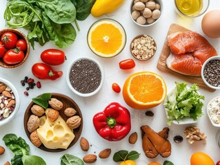 Healthy eating, assorted fresh and processed foods