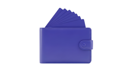 Isolated purple card holder with multiple cards standing up to be readily available