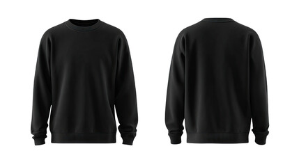 Black crewneck sweatshirt, front and back views