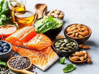 Healthy food ingredients, vibrant and diverse