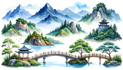 Panoramic Asian landscape collection