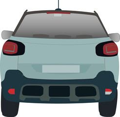 Voiture moderne de couleur grise vue arrière sur fond blanc	