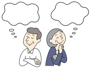 理想を思い描く男女のイラスト