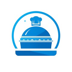 Blue pie dish logo in a circle