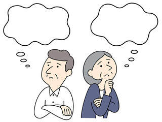 悩む男女のイラスト