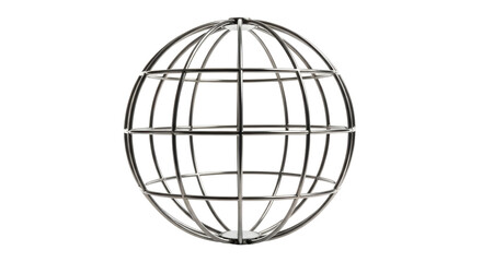 Isolated wire globe frame, metal sphere cage, architectural design element for decor