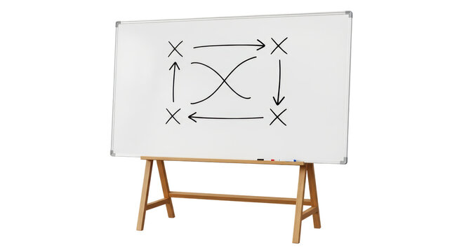 Isolated presentation board with diagram of process flowchart or cycle graph on it indoors
