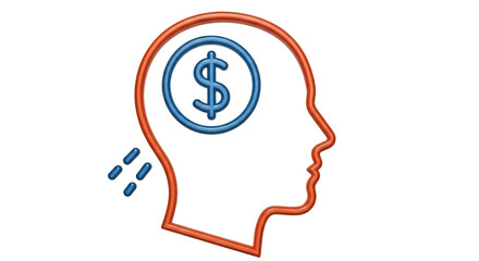 Isolated Financial Mindset Showing Currency in Head Representing Business Success Idea