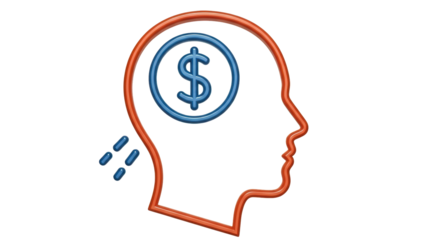 Isolated Financial Mindset Showing Currency in Head Representing Business Success Idea
