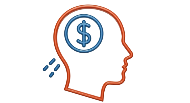 Isolated Financial Mindset Showing Currency in Head Representing Business Success Idea