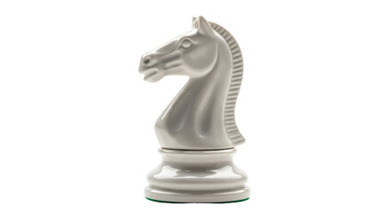 Isolated white chess knight piece showing strategy, game, symbol, business success theme © Maros