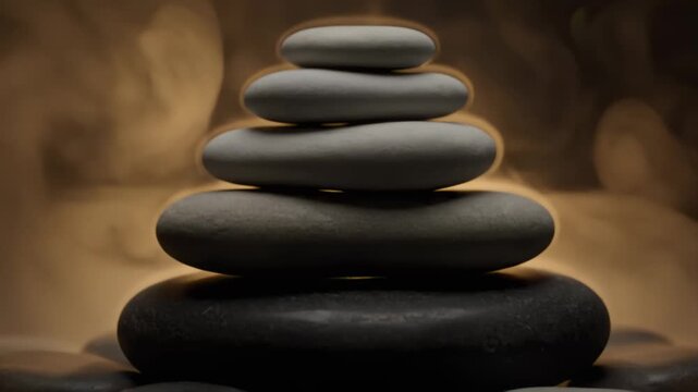 Smooth Stones Stacked Spiral with Spa Zen Glow