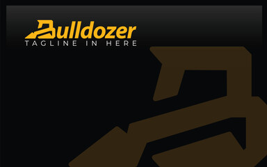 Word mark logo icon formed bulldozer symbol in letter b with yellow color © Si HoHe