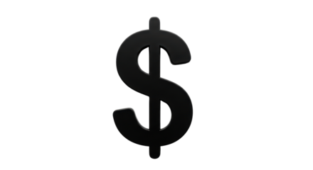 Isolated Dollar Sign symbol, currency for United States economy, finance and business markets