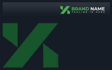 Letter X logo formed block green color