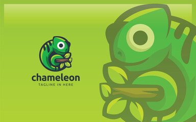 Chameleon mascot logo in green color