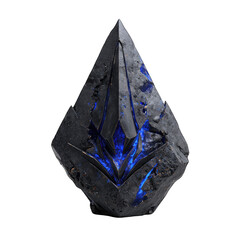 Dark, pointed gem-like object with glowing blue veins