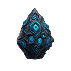 Dark stone gem, adorned with glowing blue crystals