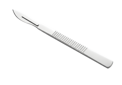 Scalpel isolated on transparent background, a surgical instrument with a sharp blade used for making incisions during medical procedures and dissections