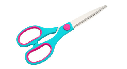 Isolated bright turquoise pink scissors tool for arts and crafts activities at home or school