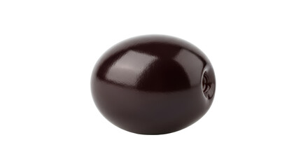 Isolated shiny chocolate sphere with hollow spot, round, smooth, with hole, dessert sweet