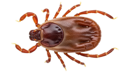 Isolated American dog tick fully engorged with blood for disease prevention and awareness