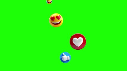 animation 3d emoticon video with green background - Powered by Adobe