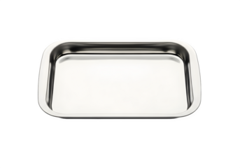 Stainless steel tray isolated on transparent background, a versatile and durable serving dish for food, drinks, or other items in various settings