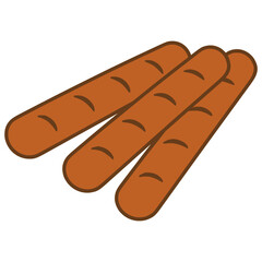 Frikandel Dutch meat sausage flat color vector illustration template design